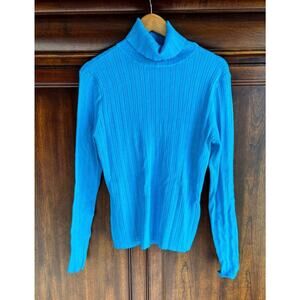 Cato Sweater XL Blue Ribbed Knit Turtle Neck Long Sleeve Casual Pullover Classic